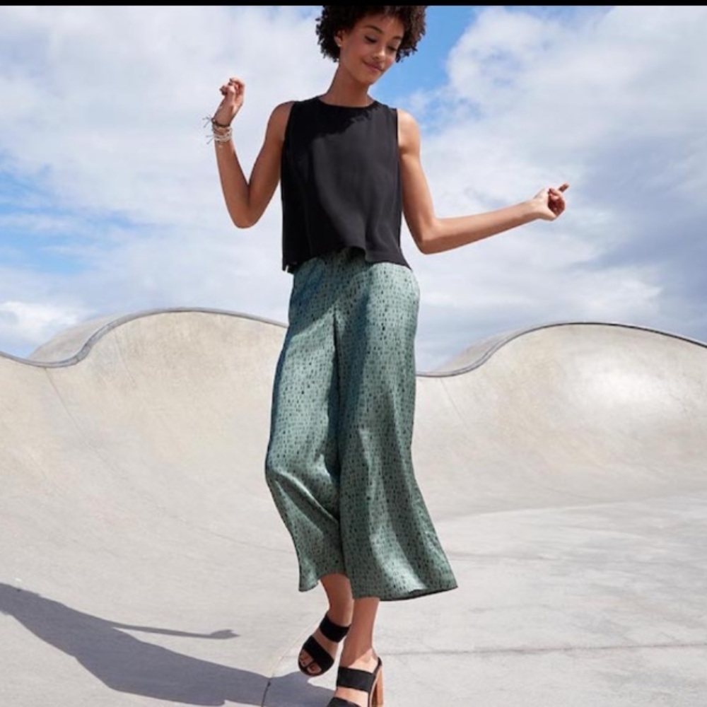 NWT Eileen Fisher Dash Print Wide-Leg Crop Pants